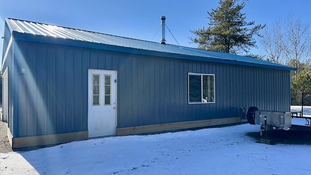 view of snow covered exterior