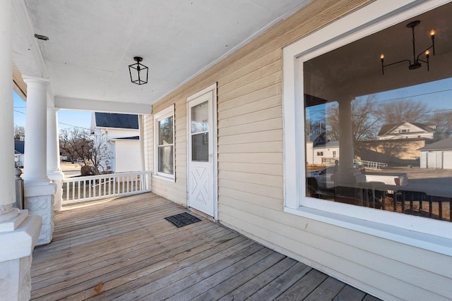 wooden terrace with covered porch