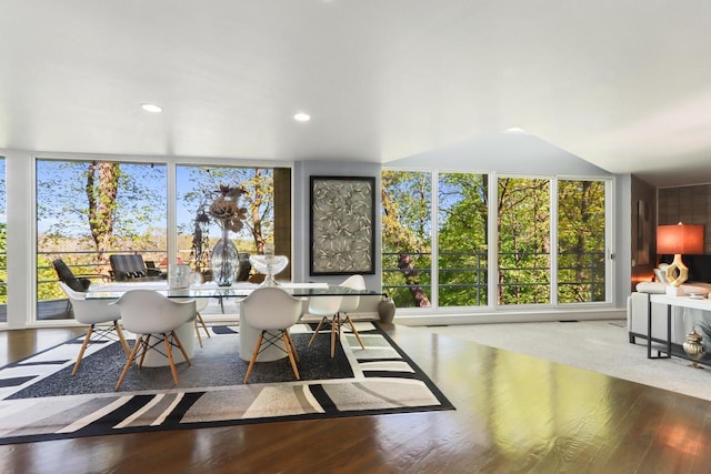 dining area featuring wood-type flooring