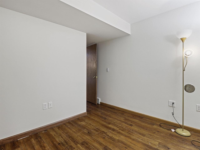 empty room with dark wood-type flooring