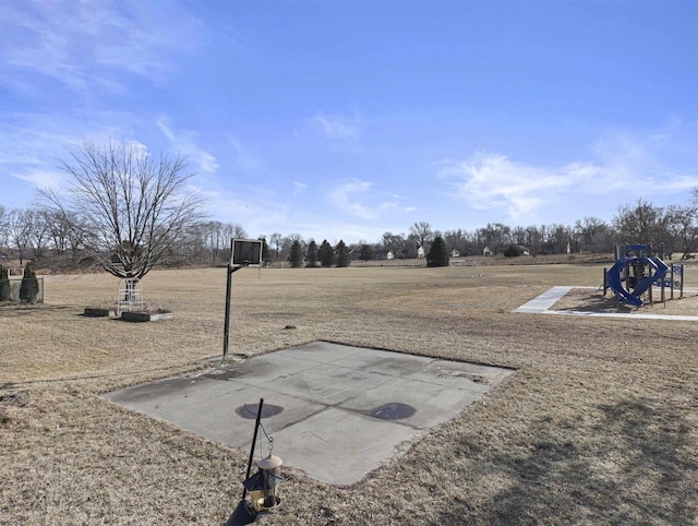 view of yard with a playground