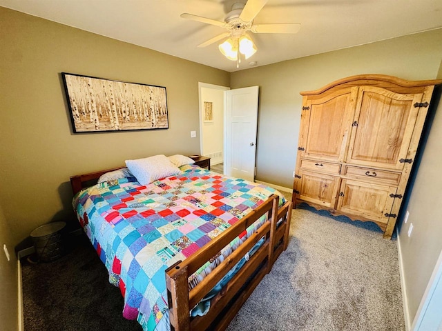 bedroom with carpet flooring and ceiling fan