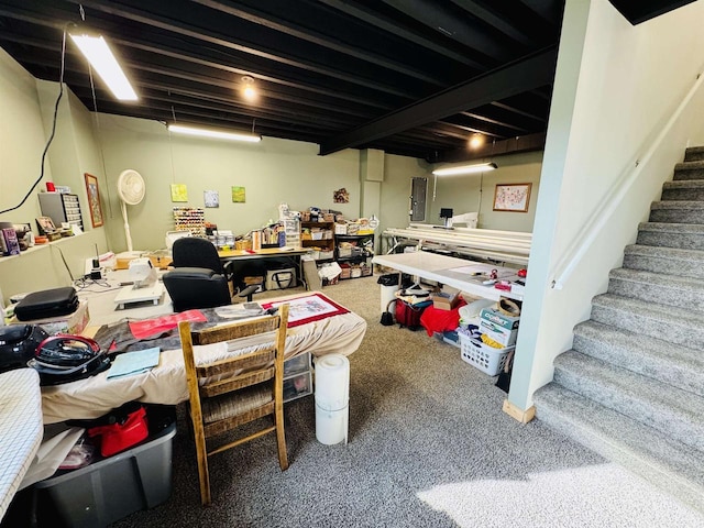 basement with carpet