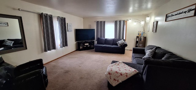 living room with carpet floors