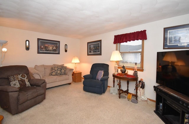 living room with carpet