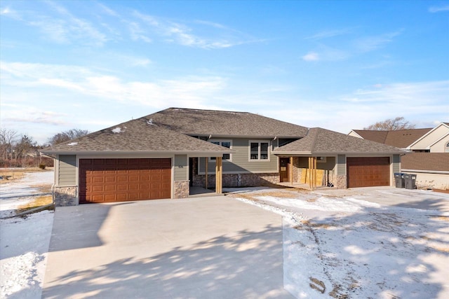 prairie-style house with a garage