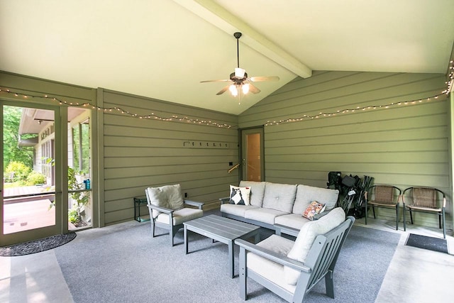 E4725 Riverside Dr, Spring Green, WI 53588 - view of patio / terrace featuring an outdoor living space and a ceiling fan
