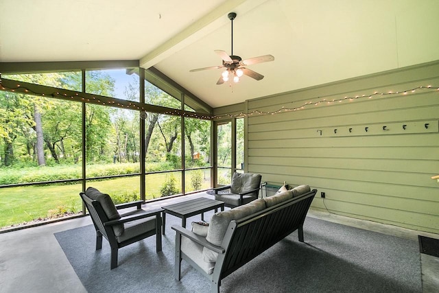 E4725 Riverside Dr, Spring Green, WI 53588 - sunroom / solarium with ceiling fan, an outdoor hangout area, and healthy amount of natural light