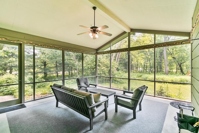 E4725 Riverside Dr, Spring Green, WI 53588 - sunroom with ceiling fan, outdoor lounge area, and healthy amount of natural light