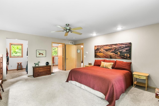 E4725 Riverside Dr, Spring Green, WI 53588 - carpeted bedroom with baseboards, a ceiling fan, and recessed lighting