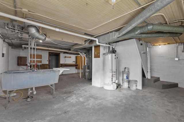 basement with gas water heater