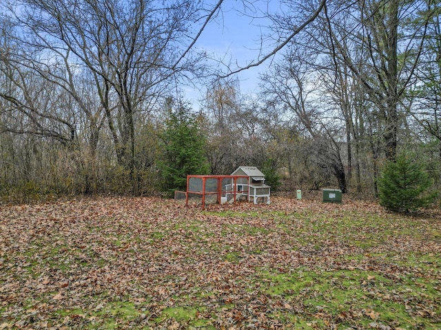 view of yard with an outdoor structure