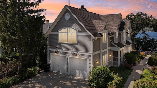 view of front of property with a garage