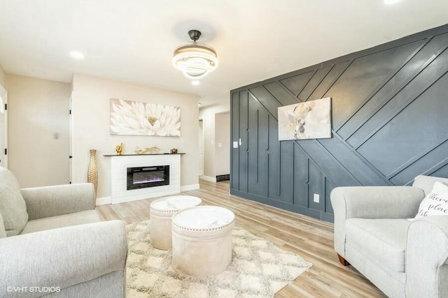 living room featuring light hardwood / wood-style flooring