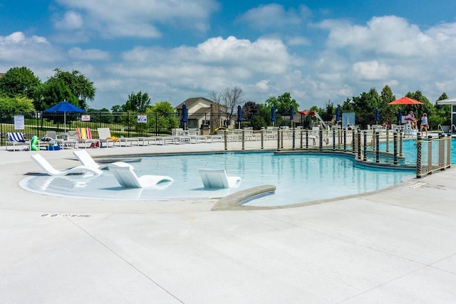 view of pool with a patio area