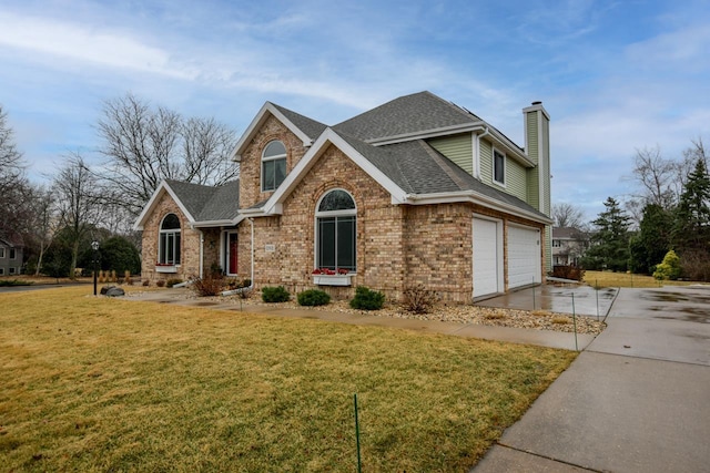 front of property featuring a garage and a front lawn