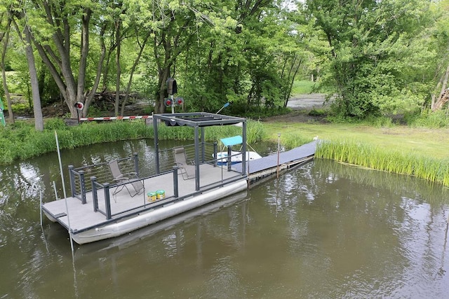 dock area featuring a water view