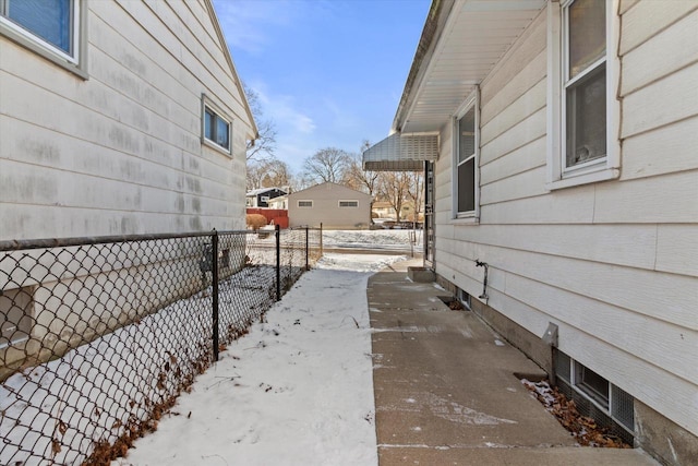 view of snow covered exterior