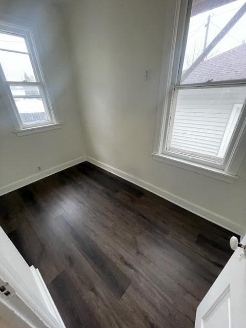 spare room with dark hardwood / wood-style flooring