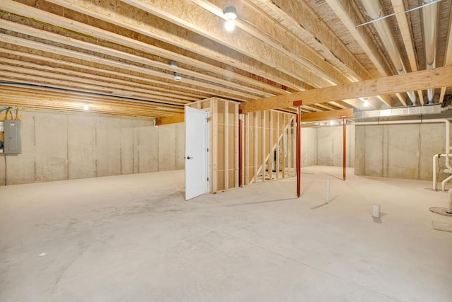 basement with electric panel