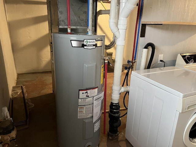 utility room featuring washer / clothes dryer and water heater