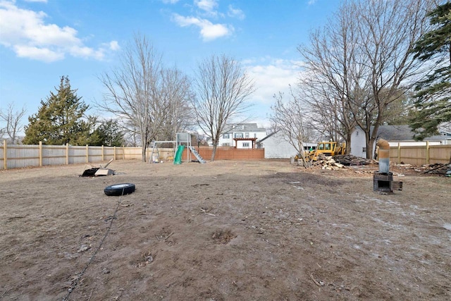 view of yard with a playground