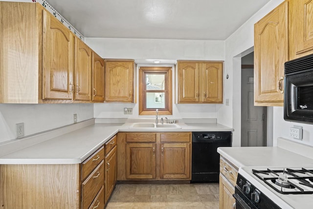 kitchen with sink and black appliances