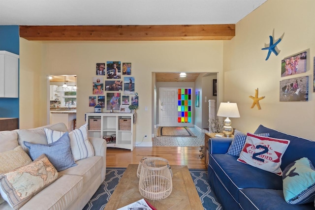 865 Richmond Way, Nekoosa, WI 54457 - living room with beam ceiling and wood finished floors