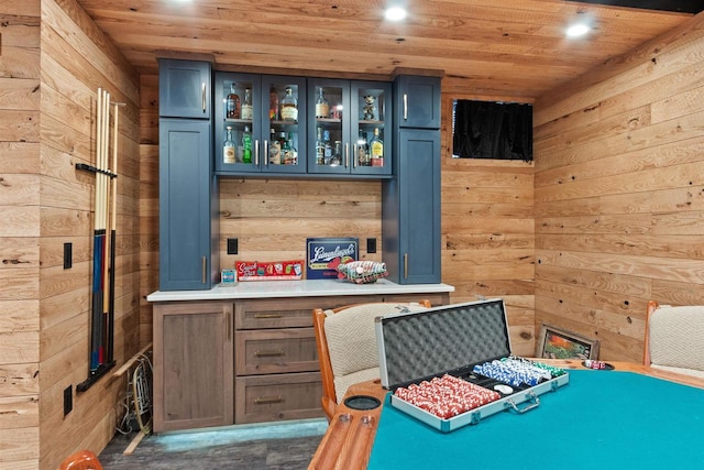 865 Richmond Way, Nekoosa, WI 54457 - bar featuring wood walls, wooden ceiling, and recessed lighting