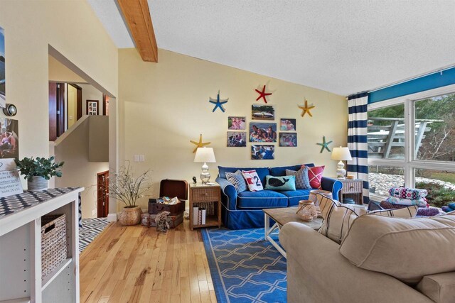 865 Richmond Way, Nekoosa, WI 54457 - living room with hardwood / wood-style floors, lofted ceiling, and a textured ceiling
