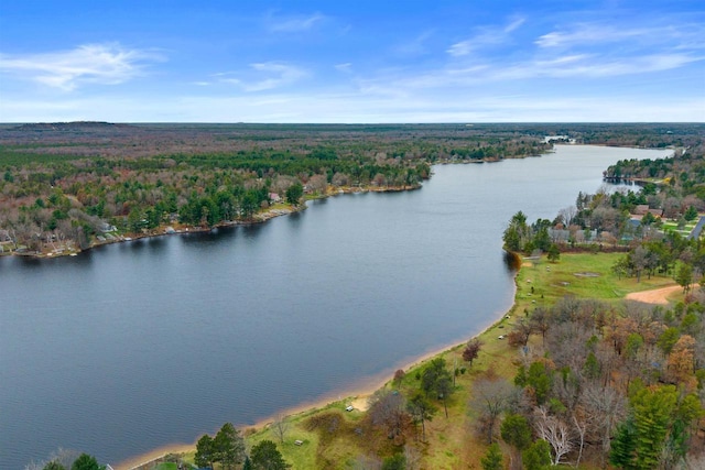 865 Richmond Way, Nekoosa, WI 54457 - aerial view of property and surrounding area featuring a nearby body of water and a heavily wooded area