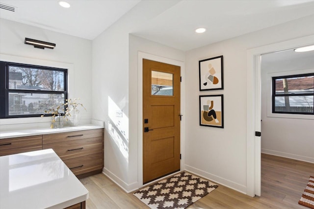 foyer entrance featuring light hardwood / wood-style floors