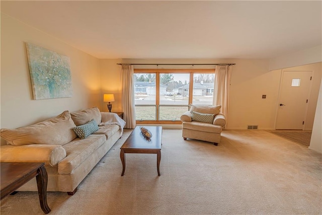 living room with light carpet