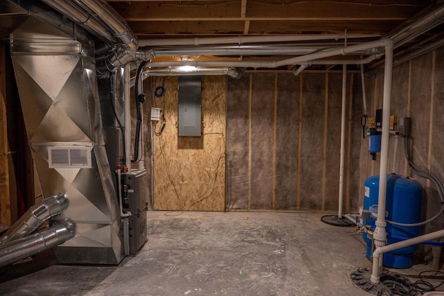 basement with electric panel