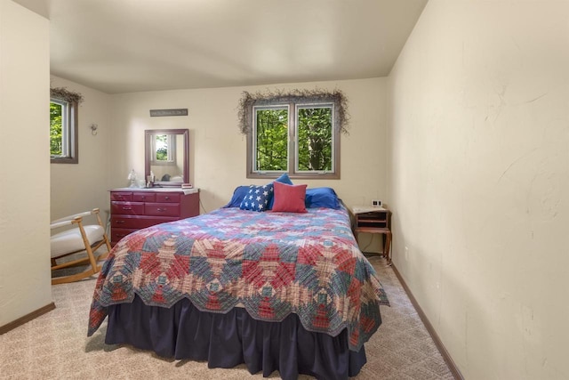 carpeted bedroom with multiple windows