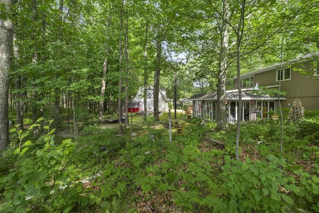 view of yard featuring a sunroom