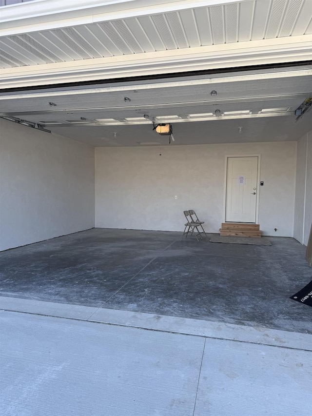 garage with a garage door opener