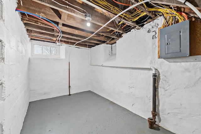 basement with electric panel