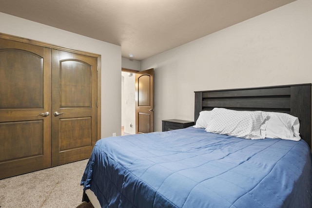 bedroom featuring carpet and a closet