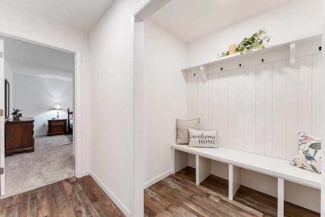 mudroom with hardwood / wood-style floors