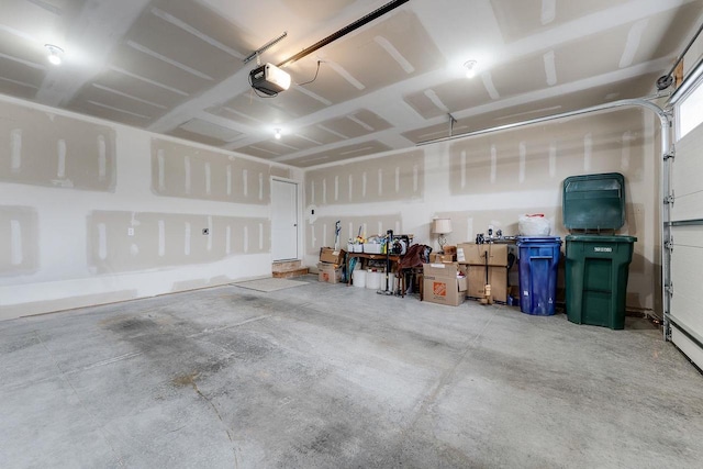 garage with a garage door opener