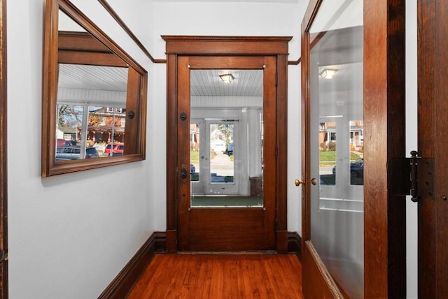 doorway featuring hardwood / wood-style flooring