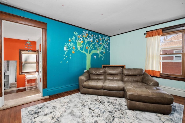 living room with hardwood / wood-style floors