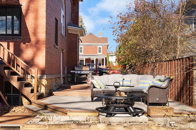 view of patio / terrace with grilling area and an outdoor hangout area