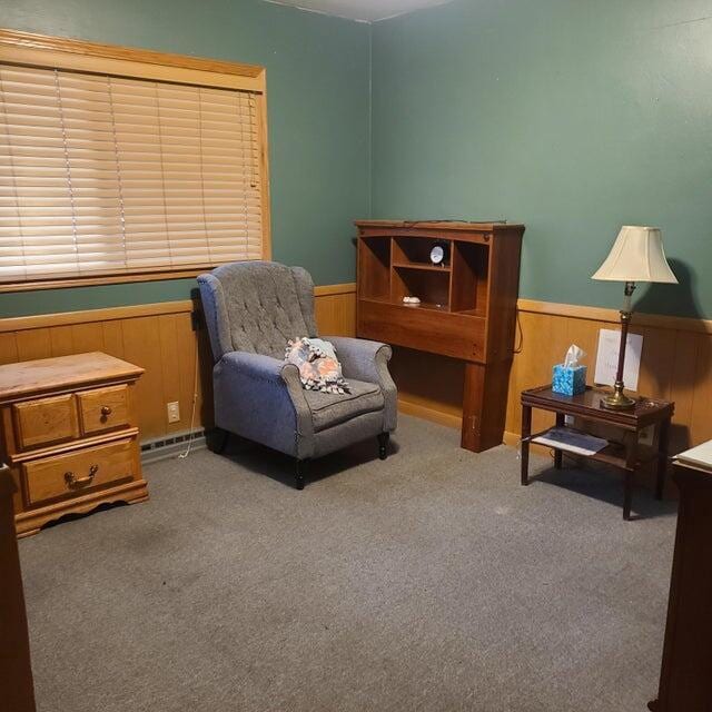 living area with carpet floors