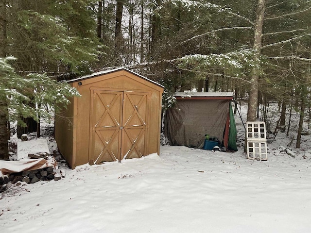 view of snow covered structure