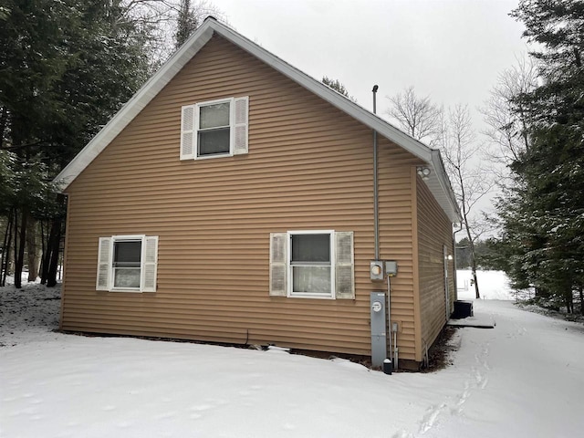 view of snow covered exterior