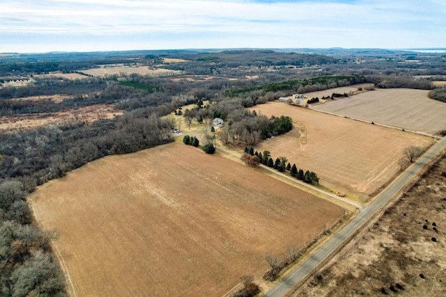 drone / aerial view with a rural view