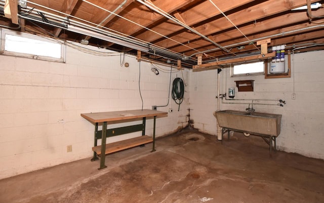 basement with sink