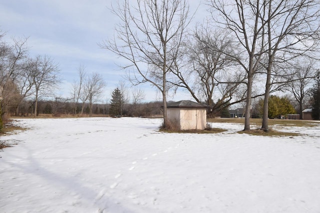 view of yard covered in snow